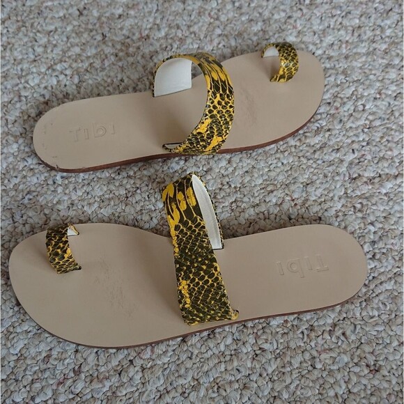 TIBI Cedric yellow Snake-Embossed Flat Sandals size 38 - Picture 2 of 12